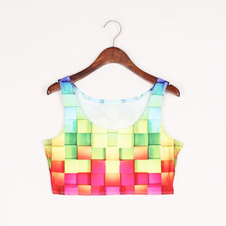 VIP FASHION Summer Sexy Women sense mànigues O Croptops 3D Printed Tank Tops Crop Casual Super Short Arms Tops Streetwear 2023