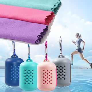 Quick Drying Microfiber Towel Sports Running Outdoor Camping Towel Portable Fitness Gym Towel Yoga Beach Travel Silicone Bag