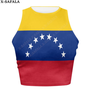 Love Venezuela Country  3D Print Summer Slim Render Short Top Sexy Women Sleeveless O Croptops Tank Tops Crop Vest Streetwear