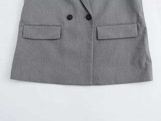 TRAF Grey Oversize Long Blazer Women