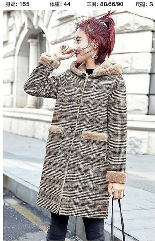 Thick Keep Warm Jacket Medium Long Hooded Wooden Coat