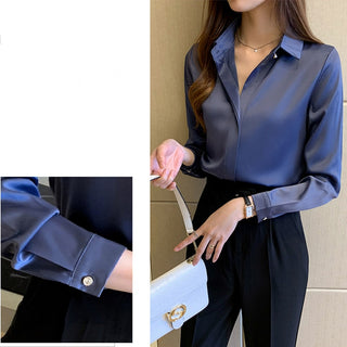 Satin Silk Women's Shirt Long Sleeve Fashion Woman Blouses 2023