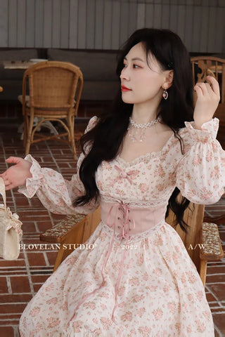 2023 Spring Pink Floral Elegant Dress Women