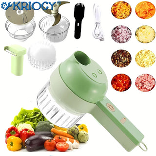 4in 1 Electric Food Processor USB Rechargeable Handheld Vegetable Slicer Multifunctional