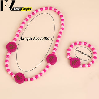 33 Style Colorful Wooden Cute Animal Flower Cartoon Children's Necklace Bracelet Girl's Child Jewelry Kids Toys Birthday Gifts