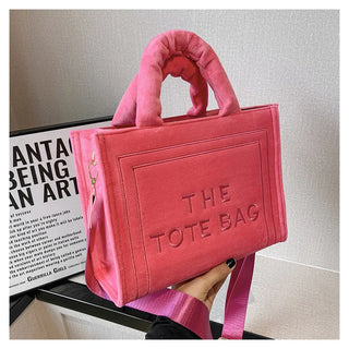 Female Square Tote Crossbody Bag Aesthetic Velour Elegant