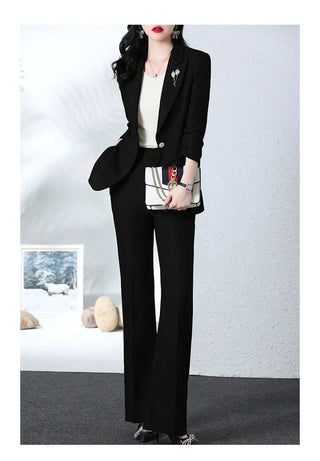 New Fashion Blazer Coat Trousers Two Piece Women's Elegant Casual Suit Jacket Pants Set