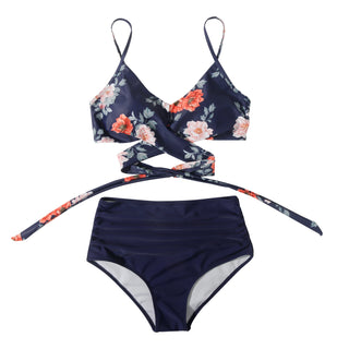 High Waist  Sexy Bikini Set Swimsuit Floral Beachwear V-Neck Bathing Suits Female