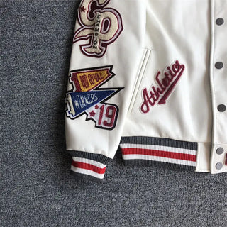 Men's spring and autumn baseball uniform Y2K retro trend leather jacket