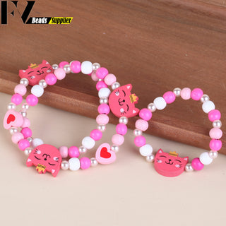 33 Style Colorful Wooden Cute Animal Flower Cartoon Children's Necklace Bracelet Girl's Child Jewelry Kids Toys Birthday Gifts