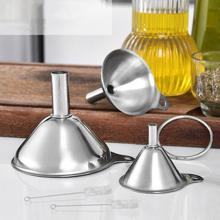 Stainless Steel Funnel Three-piece Set  Mini Funnel Oil Spill Wine Spill Tool Liquid Dispenser Kitchen Funnel Set  Entonnoir