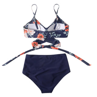 High Waist  Sexy Bikini Set Swimsuit Floral Beachwear V-Neck Bathing Suits Female