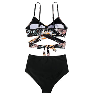 High Waist  Sexy Bikini Set Swimsuit Floral Beachwear V-Neck Bathing Suits Female