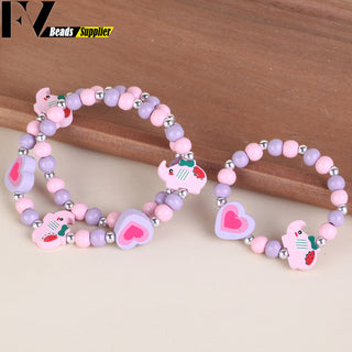 33 Style Colorful Wooden Cute Animal Flower Cartoon Children's Necklace Bracelet Girl's Child Jewelry Kids Toys Birthday Gifts