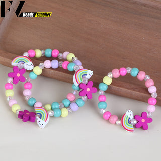 33 Style Colorful Wooden Cute Animal Flower Cartoon Children's Necklace Bracelet Girl's Child Jewelry Kids Toys Birthday Gifts