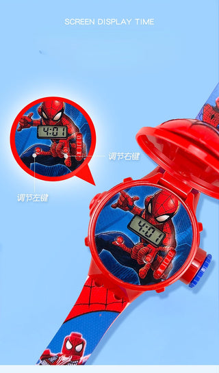 Disney Kid Cartoon Cool Ptojectio Watch Marvel Spider-Man Boy Unicorn Princess Elsa Flash Electronic Digital Student Toy Clock