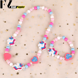 33 Style Colorful Wooden Cute Animal Flower Cartoon Children's Necklace Bracelet Girl's Child Jewelry Kids Toys Birthday Gifts