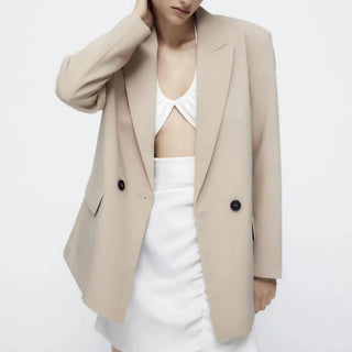 Fashion Suit Lapel Loose Double Breasted Blazer