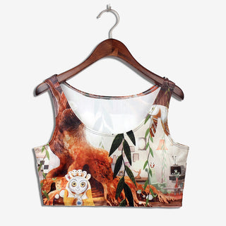 VIP FASHION Summer Sexy Women sense mànigues O Croptops 3D Printed Tank Tops Crop Casual Super Short Arms Tops Streetwear 2023