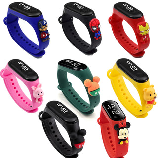 Disney Mickey Mouse Children Watches For Girls Electronic Bracelet Sports LED Spiderman iron Man Doll Kids Watch Waterproof