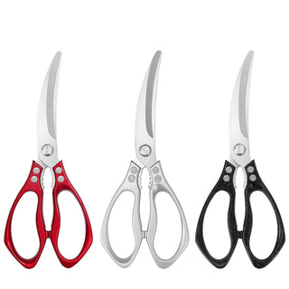 Stainless Steel Korean Barbecue Scissors Kitchen Multi-functional Anti Slip Serrated Scissors Thickened Chicken Steak Scissors