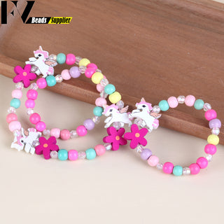 33 Style Colorful Wooden Cute Animal Flower Cartoon Children's Necklace Bracelet Girl's Child Jewelry Kids Toys Birthday Gifts