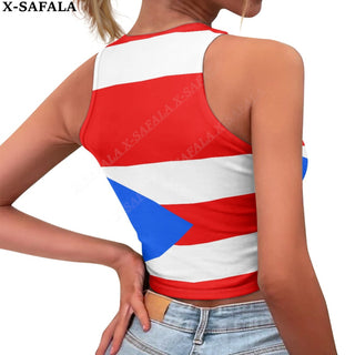 Love Puerto Rico Country 3D Print Summer Slim Render Short Top Sexy Dona sense mànigues O Croptops Tank Tops Armilla Crop Roba de carrer