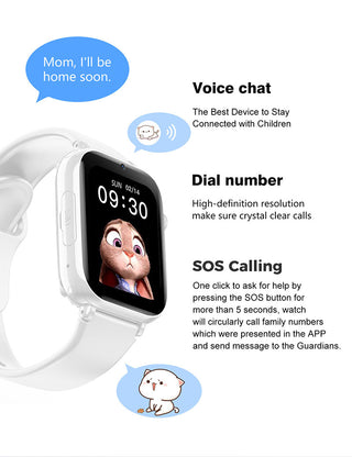 Kids 4G Smart Watch SOS GPS Location Tracker Sim Card Video Call WiFi Chat Camera Flashlight Waterproof Smartwatch