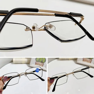 Anti-Blue Light Reading Glasses Metal High Definition Frame Eye Protection Ultra Light Office Eyeglasses Eyewear For Men Women