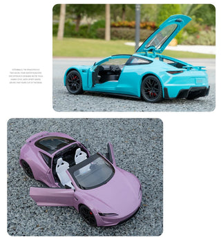 1:24 Tesla Roadster Alloy Sports Car Model Diecasts Metal Toy Vehicles Car Model Simulation Sound and Light Collection Kids Gift