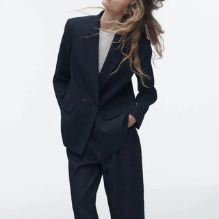 Fashion Suit Lapel Loose Double Breasted Blazer