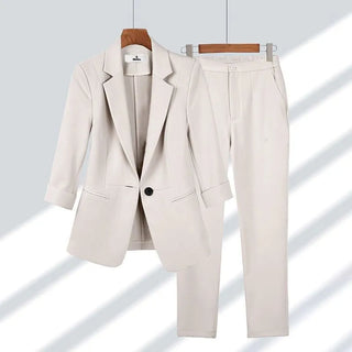 Women's Summer Thin Fashion Suit Jacket Pants Two-piece