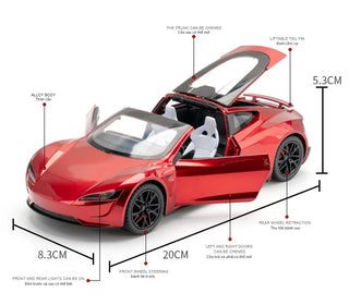 1:24 Tesla Roadster Alloy Sports Car Model Diecasts Metal Toy Vehicles Car Model Simulation Sound and Light Collection Kids Gift