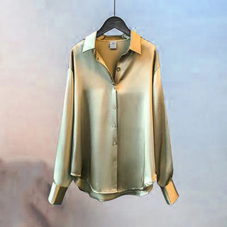 Satin Shirt Womens Clothing Silk Shirts Vintage Blouse Office Lady Sheer Top Longsleeve Dress Shirt Ladies Overshirt Alodia Store