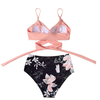 High Waist  Sexy Bikini Set Swimsuit Floral Beachwear V-Neck Bathing Suits Female