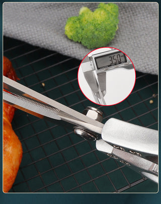 Stainless Steel Korean Barbecue Scissors Kitchen Multi-functional Anti Slip Serrated Scissors Thickened Chicken Steak Scissors