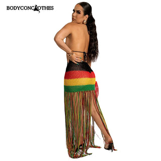 Bodyconclothes Colorful Hand Crochet Two Piece Set