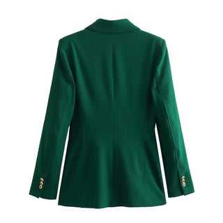 TRAF Green Women's Blazer Tailoring Double Breasted Blazer