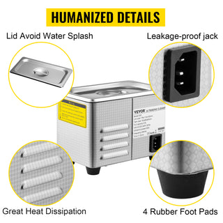 VEVOR 800ml Ultrasonic Cleaner Portable Washing Machine 35W Mini Dishwasher Lave-Dishes Ultrasound Bath Sonic