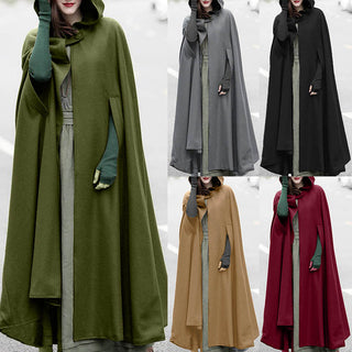 ZANZEA Women Poncho Winter Hooded Open Front