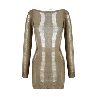 See-Through O-neck Long Sleeve Bodycon Dress