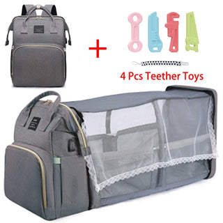 Folding Mommy Bag Portable Folding Crib Bed Large-capacity Baby Backpack Female Mommy Outting Bag Mummy Bag