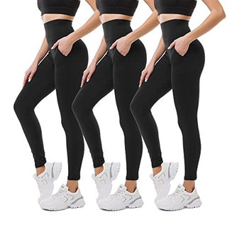 SINOPHANT Leggins Mujer, Pantalon Yoga Mujer, Mallas Deporte Mujer, Leggings Mujer Suaves Elásticos de Cintura Alta Tallas Grandes, Pilates S-M #1 Piezas Negro