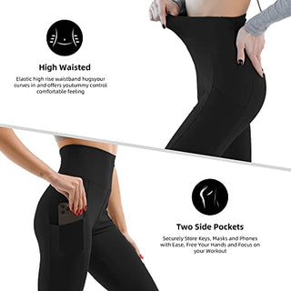 SINOPHANT Leggins Mujer, Pantalon Yoga Mujer, Mallas Deporte Mujer, Leggings Mujer Suaves Elásticos de Cintura Alta Tallas Grandes, Pilates S-M #1 Piezas Negro