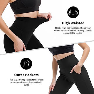 SINOPHANT Leggins Mujer, Pantalon Yoga Mujer, Mallas Deporte Mujer, Leggings Mujer Suaves Elásticos de Cintura Alta Tallas Grandes, Pilates S-M #1 Piezas Negro