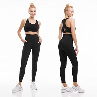 SINOPHANT Leggins Mujer, Pantalon Yoga Mujer, Mallas Deporte Mujer, Leggings Mujer Suaves Elásticos de Cintura Alta Tallas Grandes, Pilates S-M #1 Piezas Negro