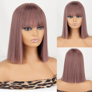 Short straight orange wig with bangs synthetic fiber wig African American white female cosplay/party/daily wig