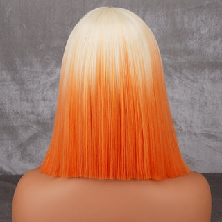 WERD Short Orange Wig Middle Part Blonde Lady Bob Hair Synthetic Heat Resistant Wig Cosplay Wig