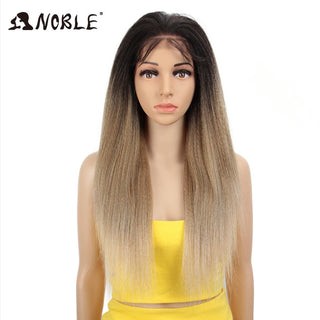 Noble Synthetic Lace Front Wig Long Kinky Straight Baby Hair 26 Inch Wigs For Black Women 0mbre wig Lace Front Synthetic Wigs