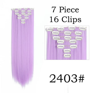 24Inchs 16 Clips in Hair Extensions Long Straight Hairstyle Synthetic Blonde Black Hairpieces Heat Resistant False Hair